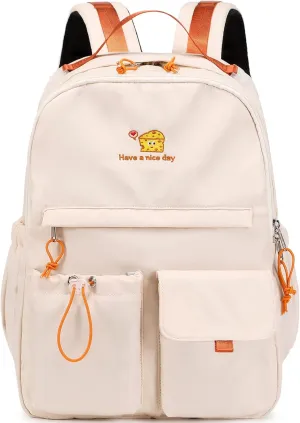 Lanola Teen Girl School Backpack Casual Daypack Bookbag Elementary College Travel Backpack with Cute Ribbon for Girls