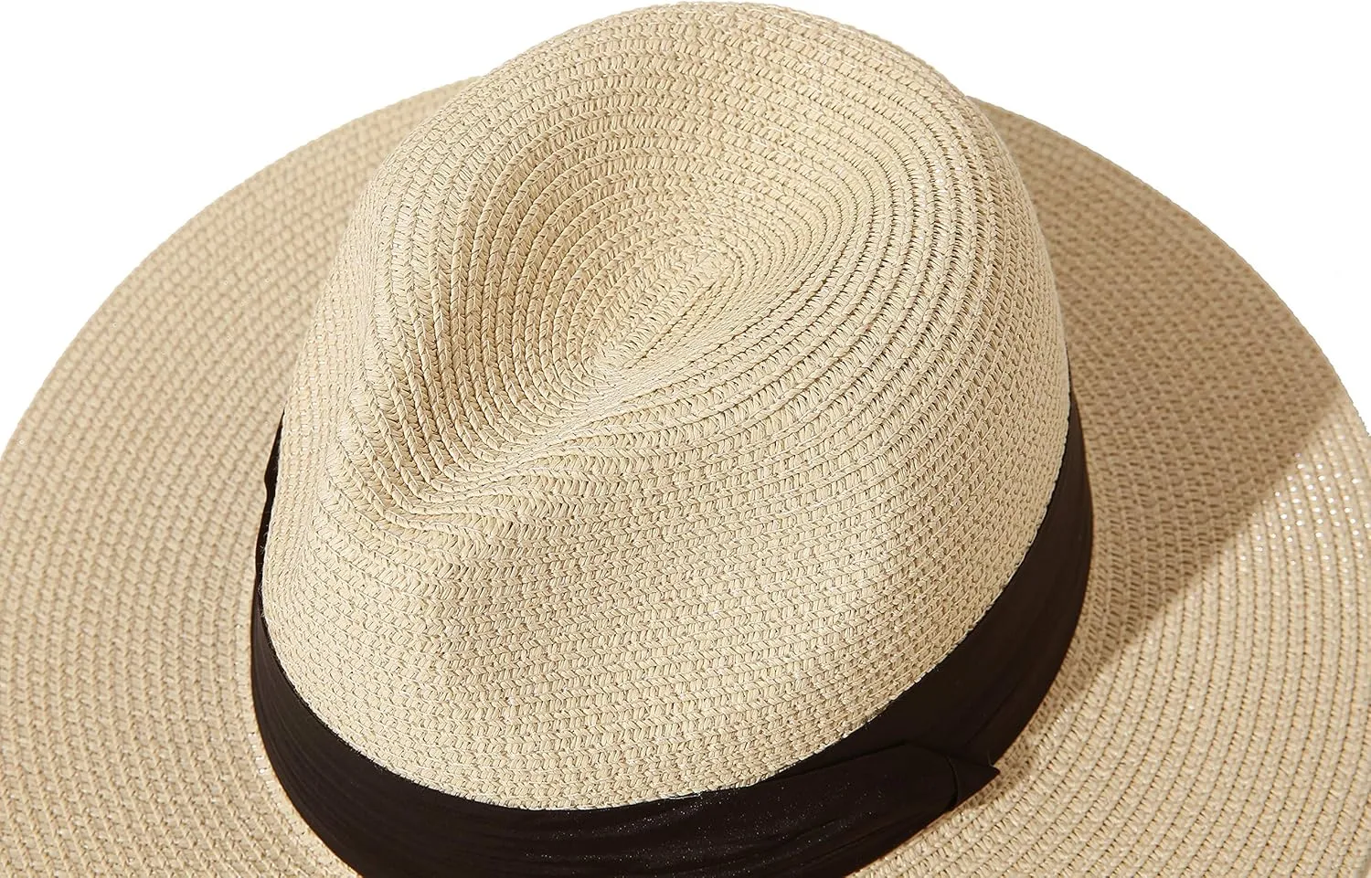 Lanzom Women Wide Brim Straw Panama Roll up Hat Fedora Beach Sun Hat UPF50 