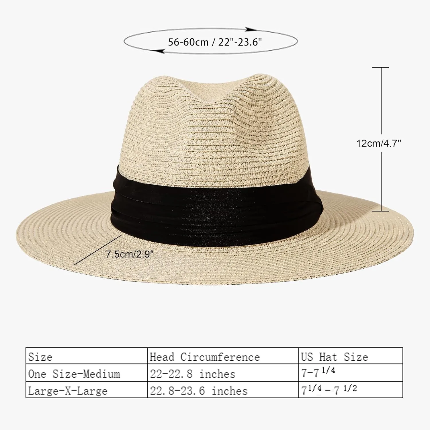 Lanzom Women Wide Brim Straw Panama Roll up Hat Fedora Beach Sun Hat UPF50 