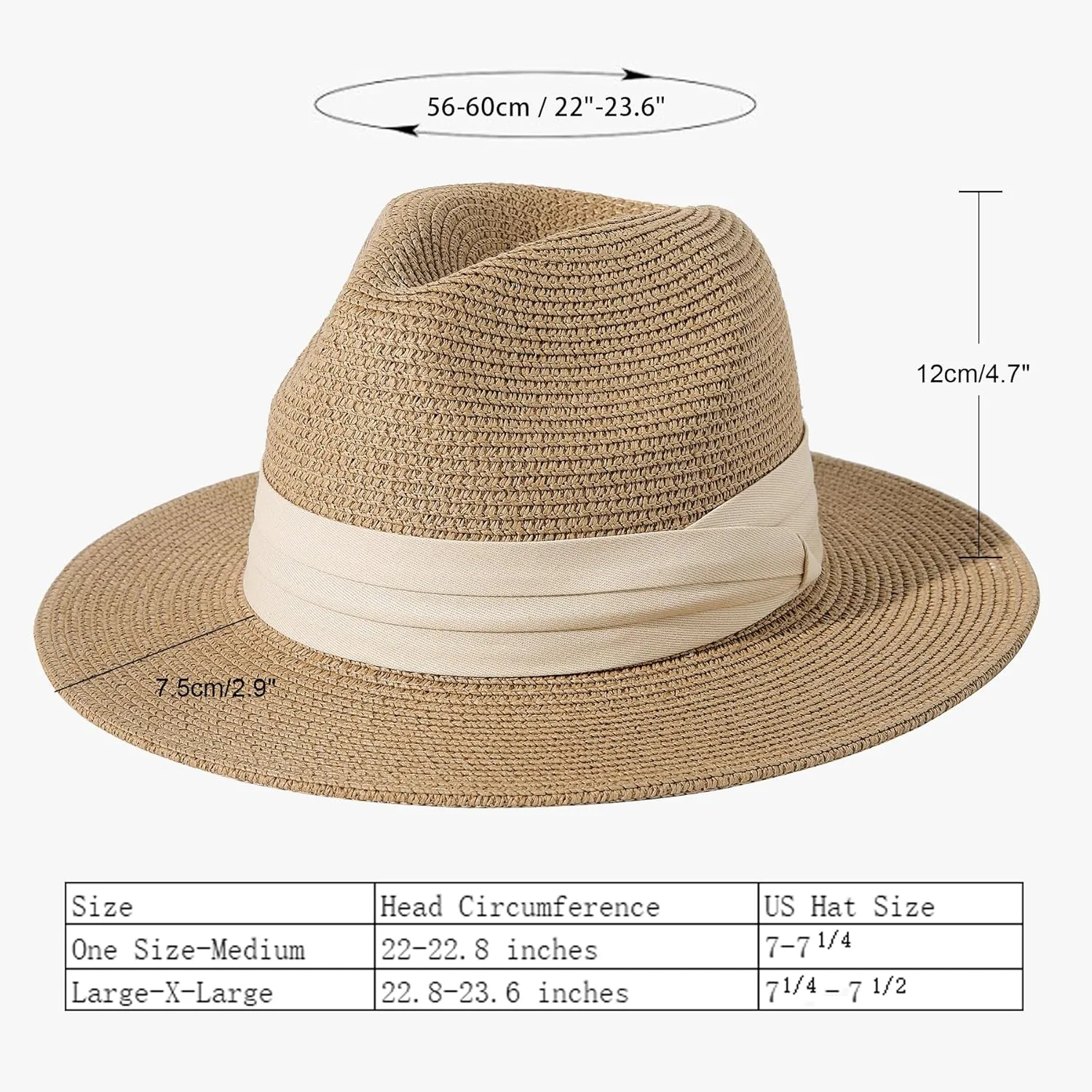 Lanzom Women Wide Brim Straw Panama Roll up Hat Fedora Beach Sun Hat UPF50 