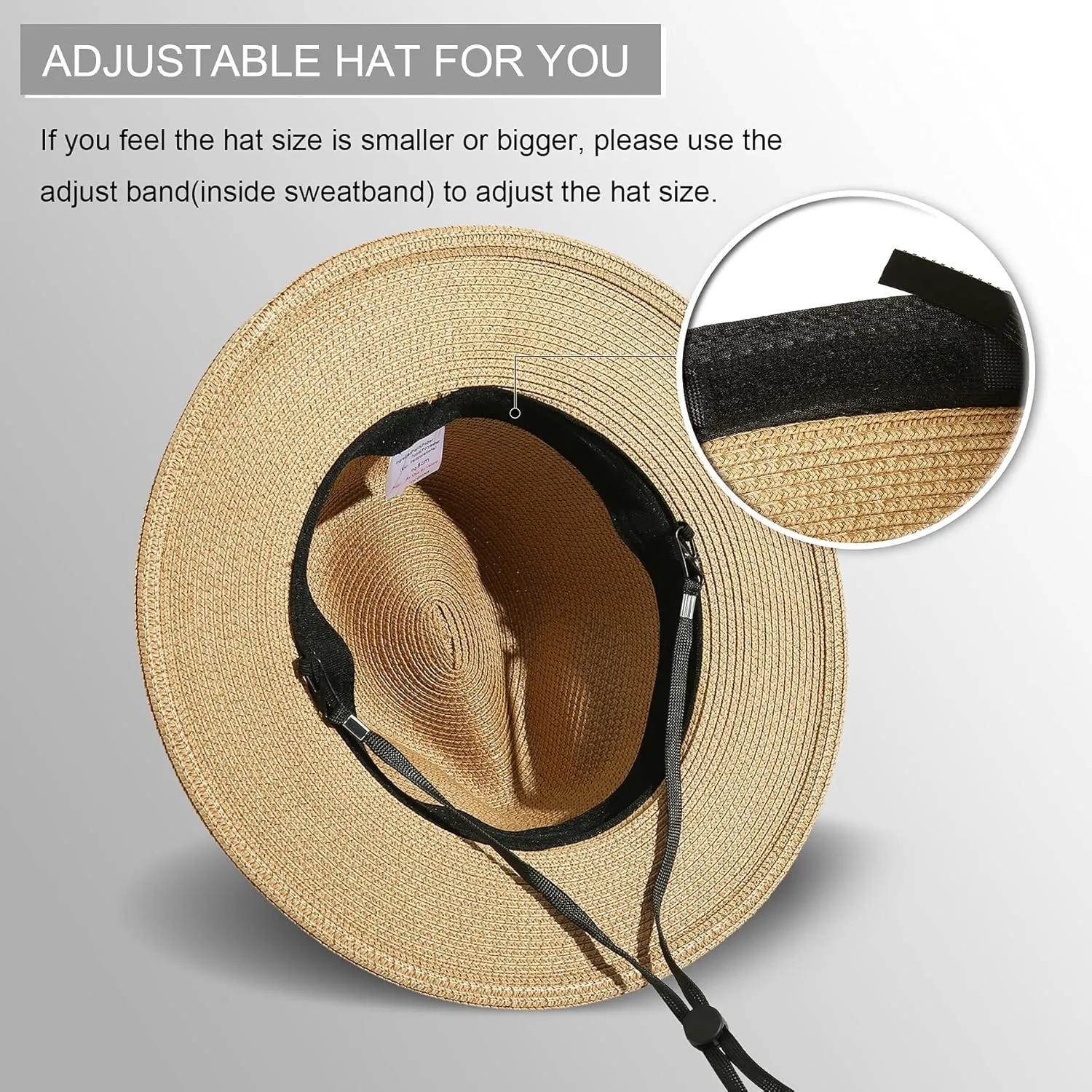 Lanzom Women Wide Brim Straw Panama Roll up Hat Fedora Beach Sun Hat UPF50 