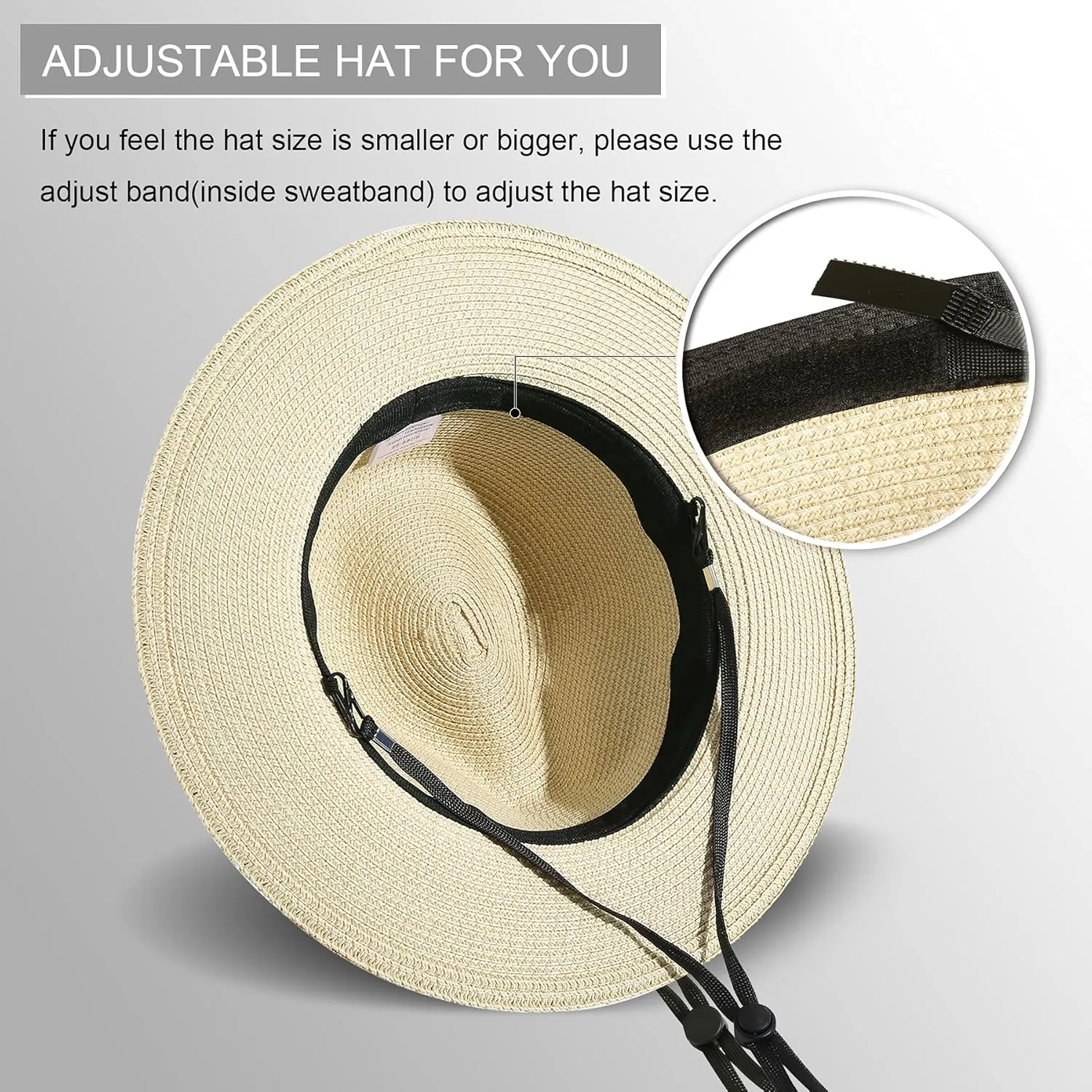 Lanzom Women Wide Brim Straw Panama Roll up Hat Fedora Beach Sun Hat UPF50 