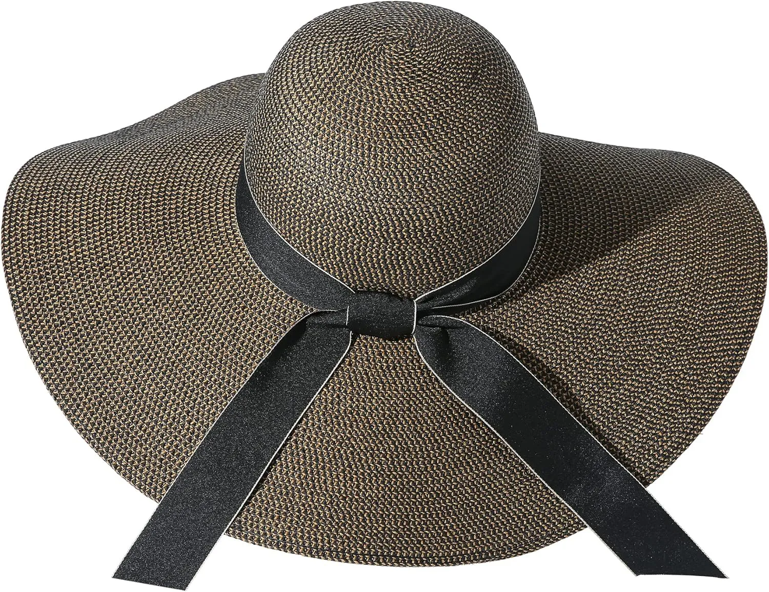 Lanzom Womens Wide Brim Straw Hat Big Floppy Foldable Roll up Cap Beach Sun Hat UPF 50 