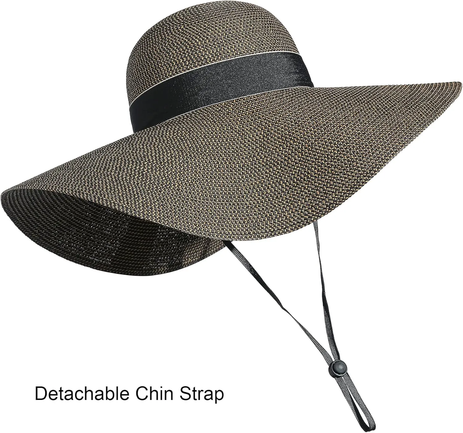 Lanzom Womens Wide Brim Straw Hat Big Floppy Foldable Roll up Cap Beach Sun Hat UPF 50 