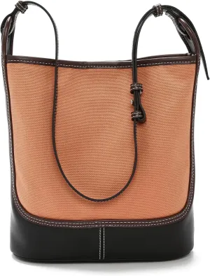 LAORENTOU Canvas Designer Shoulder Bag for Women, Bucket Crossbody Bag for Ladies, Large Capacity Tote Bag