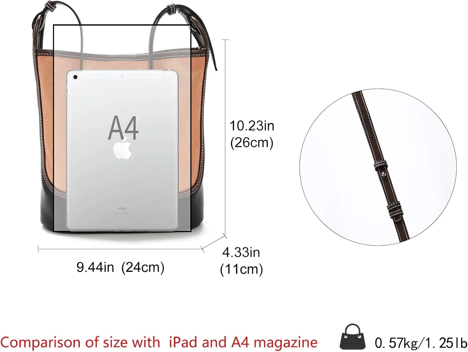 LAORENTOU Canvas Designer Shoulder Bag for Women, Bucket Crossbody Bag for Ladies, Large Capacity Tote Bag
