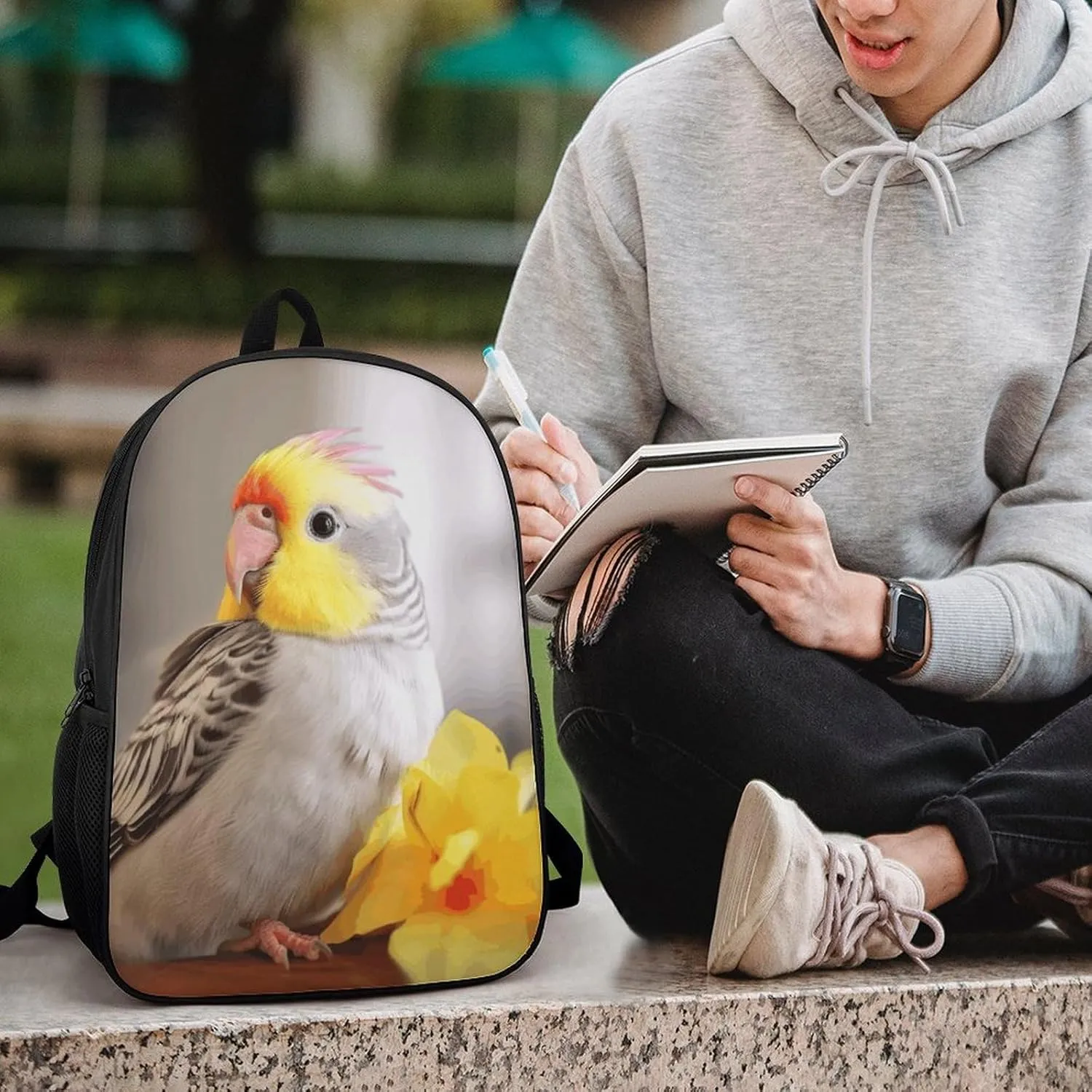 Laptop Backpack for Men 17 Inch Cute Cockatiel Work Casual Backpack Lightweight Travel Shoulder Bag