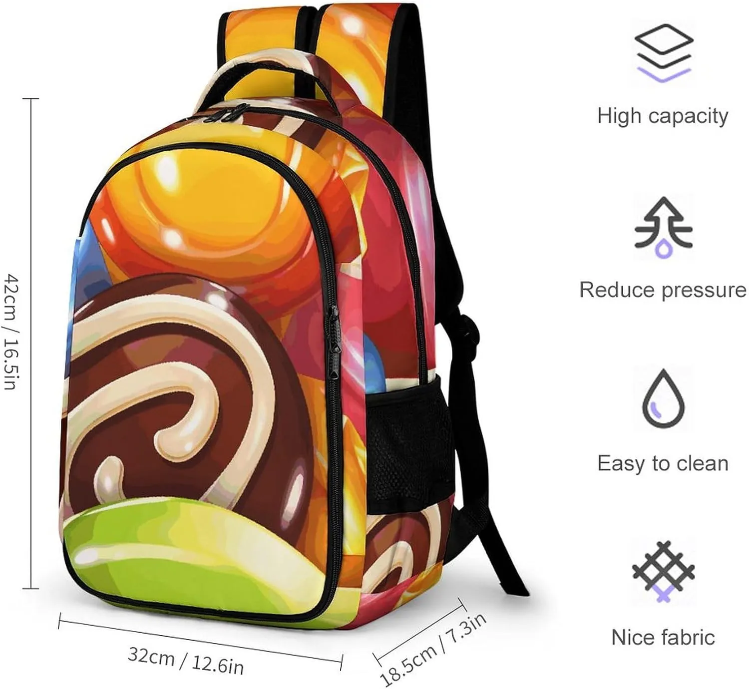 Laptop Backpack for Men Women Daypack Cartoon Candy Computer Bag Travel Backpacks Laptop Bag