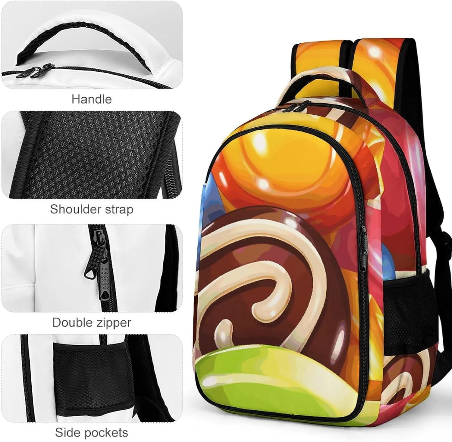 Laptop Backpack for Men Women Daypack Cartoon Candy Computer Bag Travel Backpacks Laptop Bag