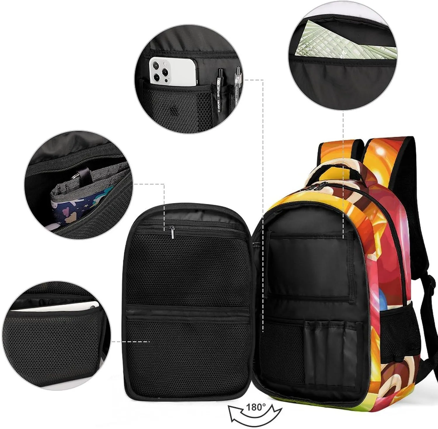 Laptop Backpack for Men Women Daypack Cartoon Candy Computer Bag Travel Backpacks Laptop Bag