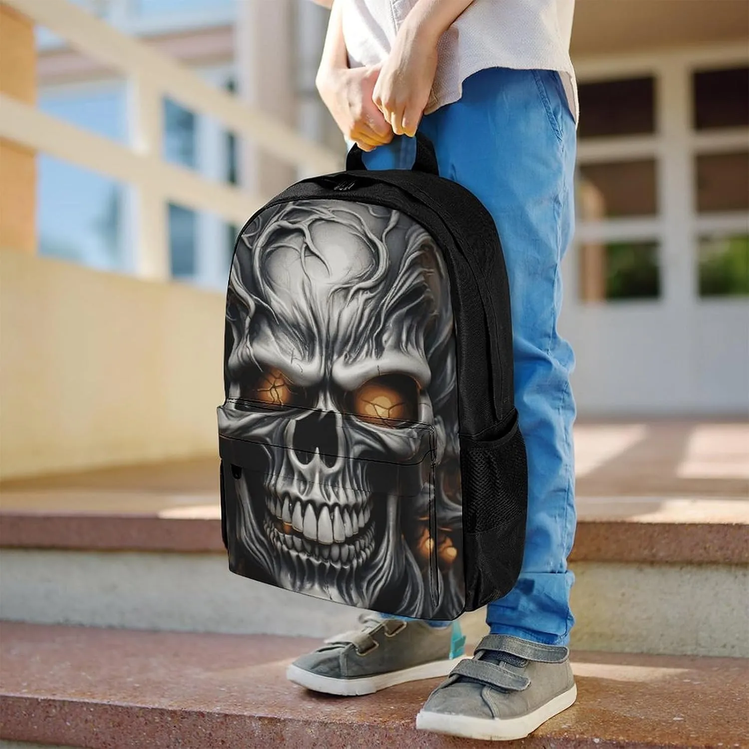 Laptop Backpack for Men Women Lightweight Backpack Cool Evil Skull Daypack Rucksack with Compartment Laptop Bag