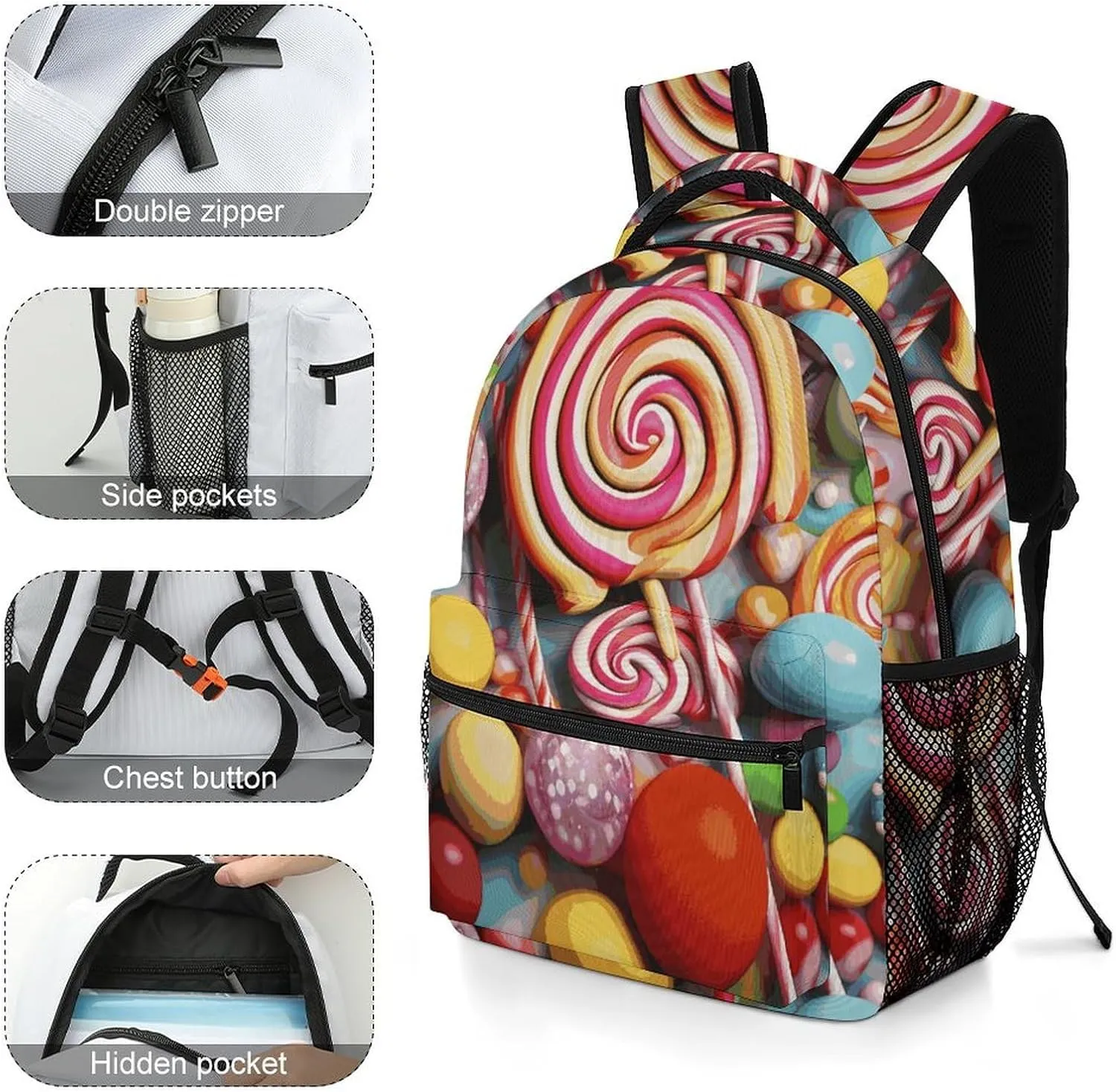 Laptop Backpack for Men Women Lightweight Daypack with Compartment Rucksack Candy Laptop Bag