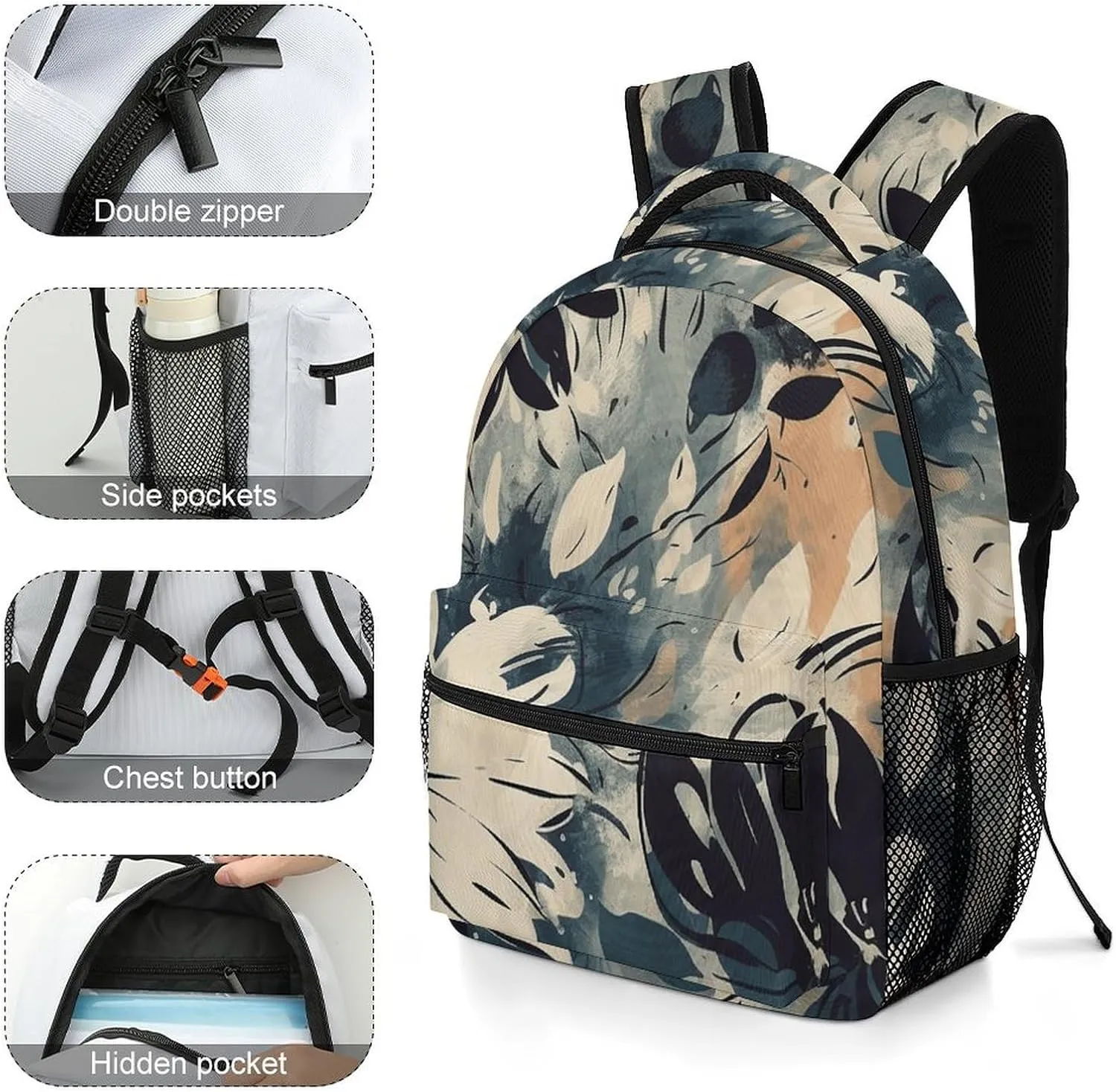 Laptop Backpack for Men Women Lightweight Daypack with Compartment Rucksack Drawing of Flowers Laptop Bag