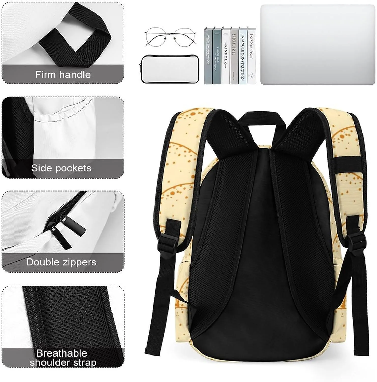 Laptop Backpack for Men Women Russian Pancake Travel Work Backpack with Compartment Large Capacity Daypack Business Work Bag