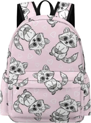 Laptop Backpack for Men Women Summer Raccoon Cute Travel Work Backpack with Compartment Large Capacity Daypack Business Work Bag