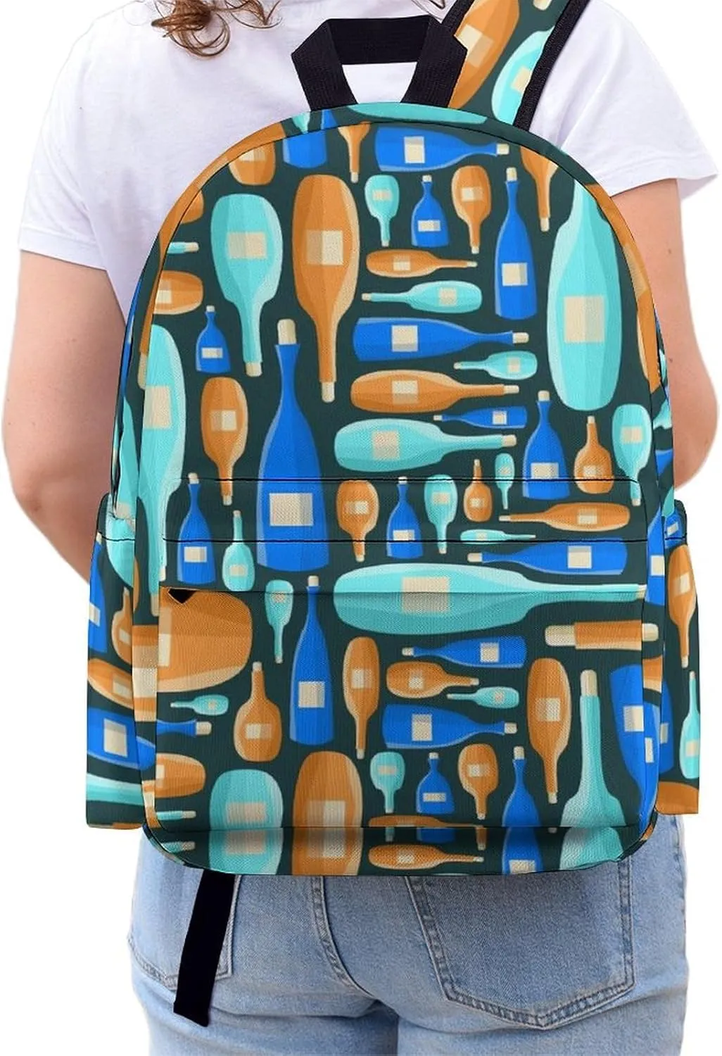 Laptop Backpack for Men Women Wine Bottle Cute Travel Work Backpack with Compartment Large Capacity Daypack Business Work Bag