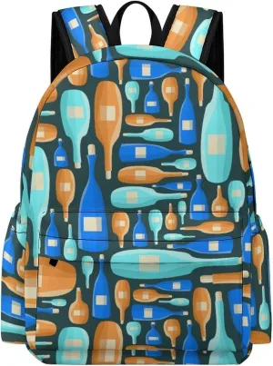 Laptop Backpack for Men Women Wine Bottle Cute Travel Work Backpack with Compartment Large Capacity Daypack Business Work Bag