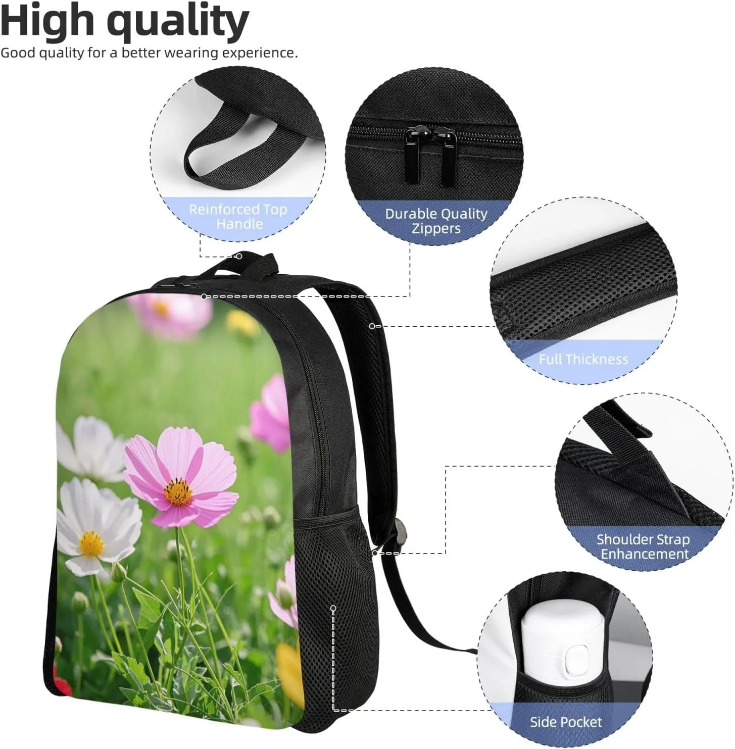 Laptop Backpack for Women Men Carry-on Backpack Color flowers Daypack Lightweight Travel Shoulder Bags