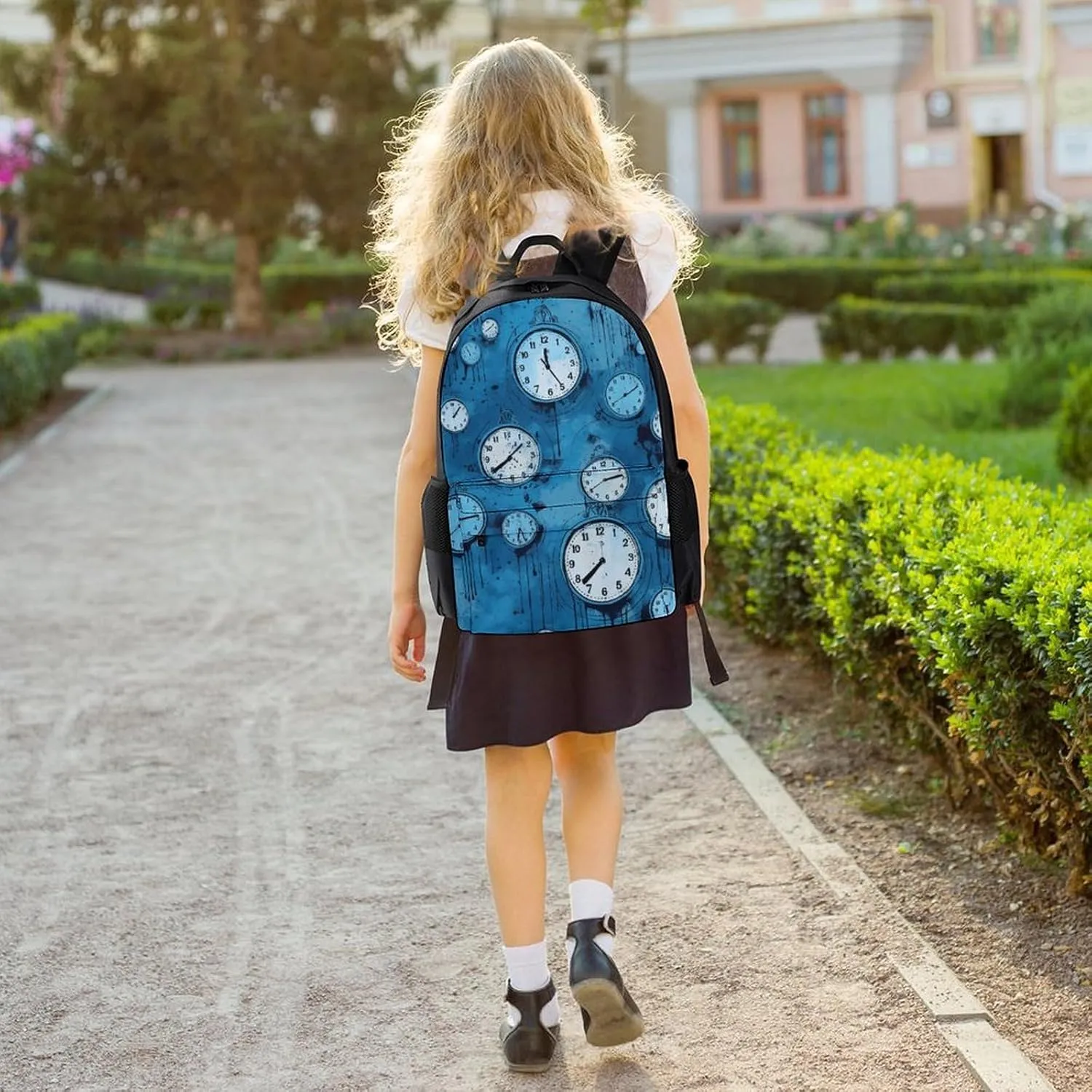 Laptop Backpack for Women Men Daypack Blue Clock Photo Backpacks Computer Bag Travel Laptop Bag Casual Work Bag
