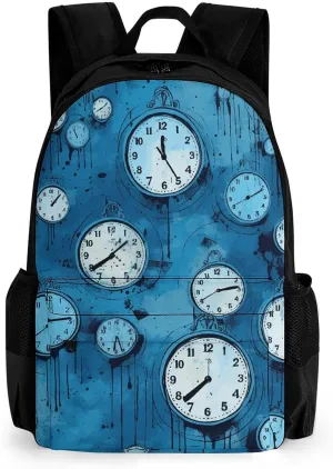 Laptop Backpack for Women Men Daypack Blue Clock Photo Backpacks Computer Bag Travel Laptop Bag Casual Work Bag