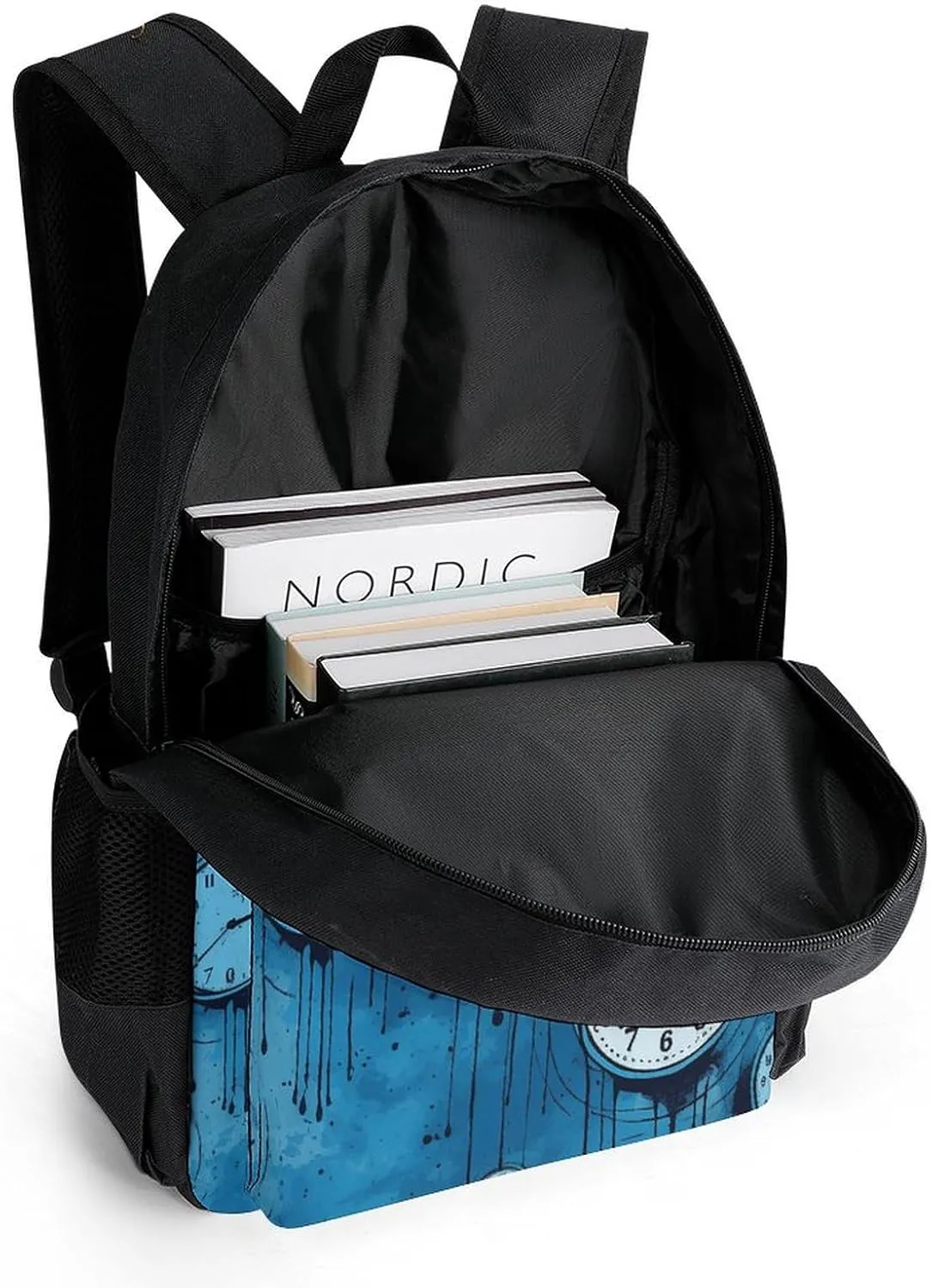 Laptop Backpack for Women Men Daypack Blue Clock Photo Backpacks Computer Bag Travel Laptop Bag Casual Work Bag