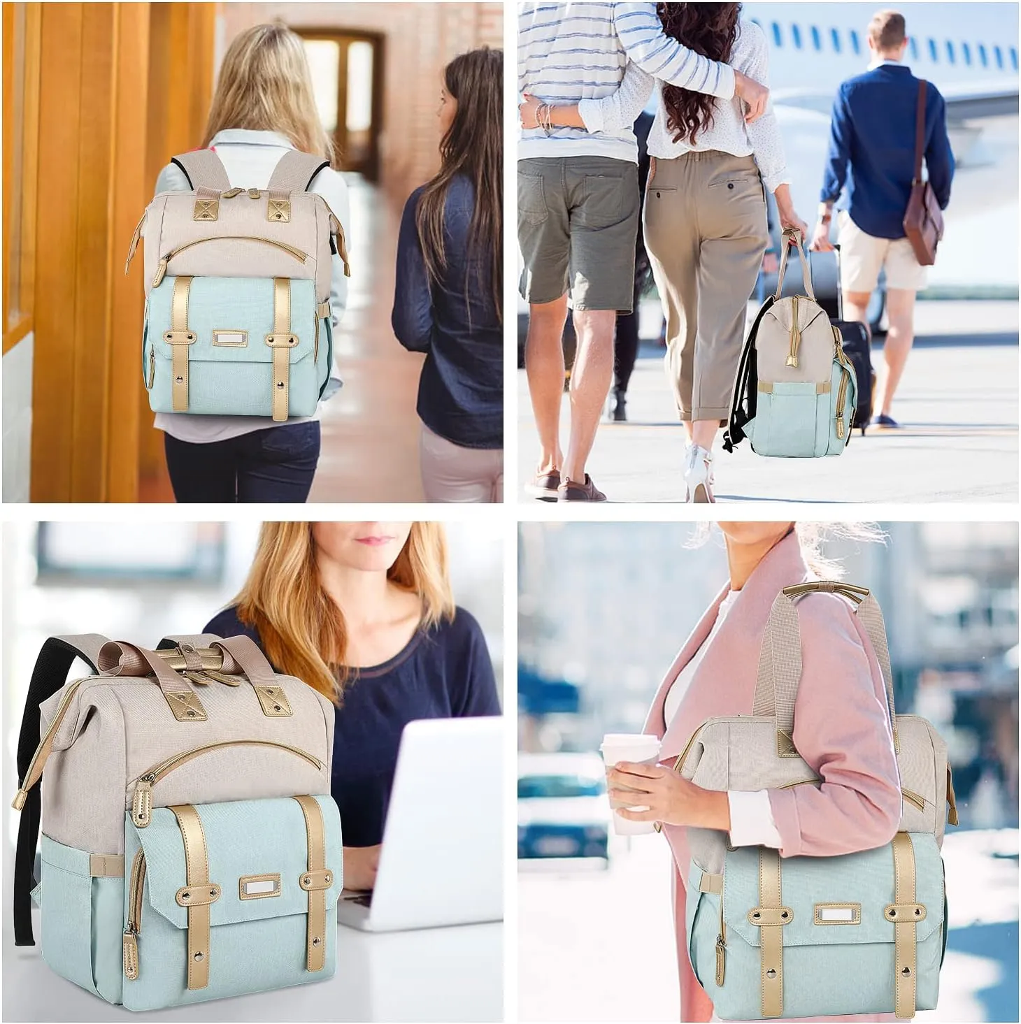 Laptop Backpack for Women,Doctor Teacher College Work Shoulder Purse Bag,Travel Airline Approved Backpack for 15.6 Inch,Large Wide Open RFID Anti Theft USB Charging Port