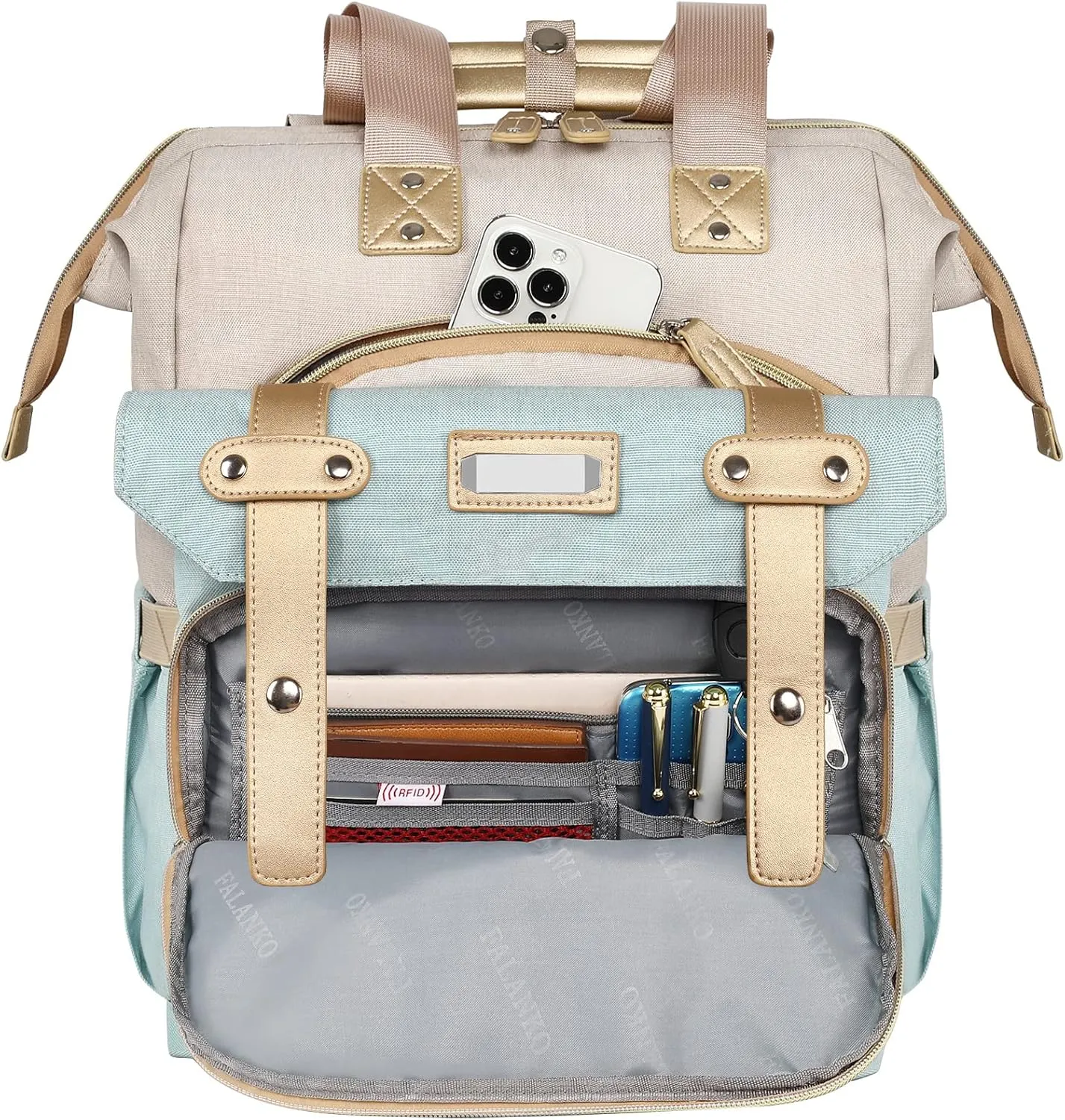 Laptop Backpack for Women,Doctor Teacher College Work Shoulder Purse Bag,Travel Airline Approved Backpack for 15.6 Inch,Large Wide Open RFID Anti Theft USB Charging Port
