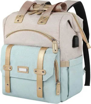 Laptop Backpack for Women,Doctor Teacher College Work Shoulder Purse Bag,Travel Airline Approved Backpack for 15.6 Inch,Large Wide Open RFID Anti Theft USB Charging Port