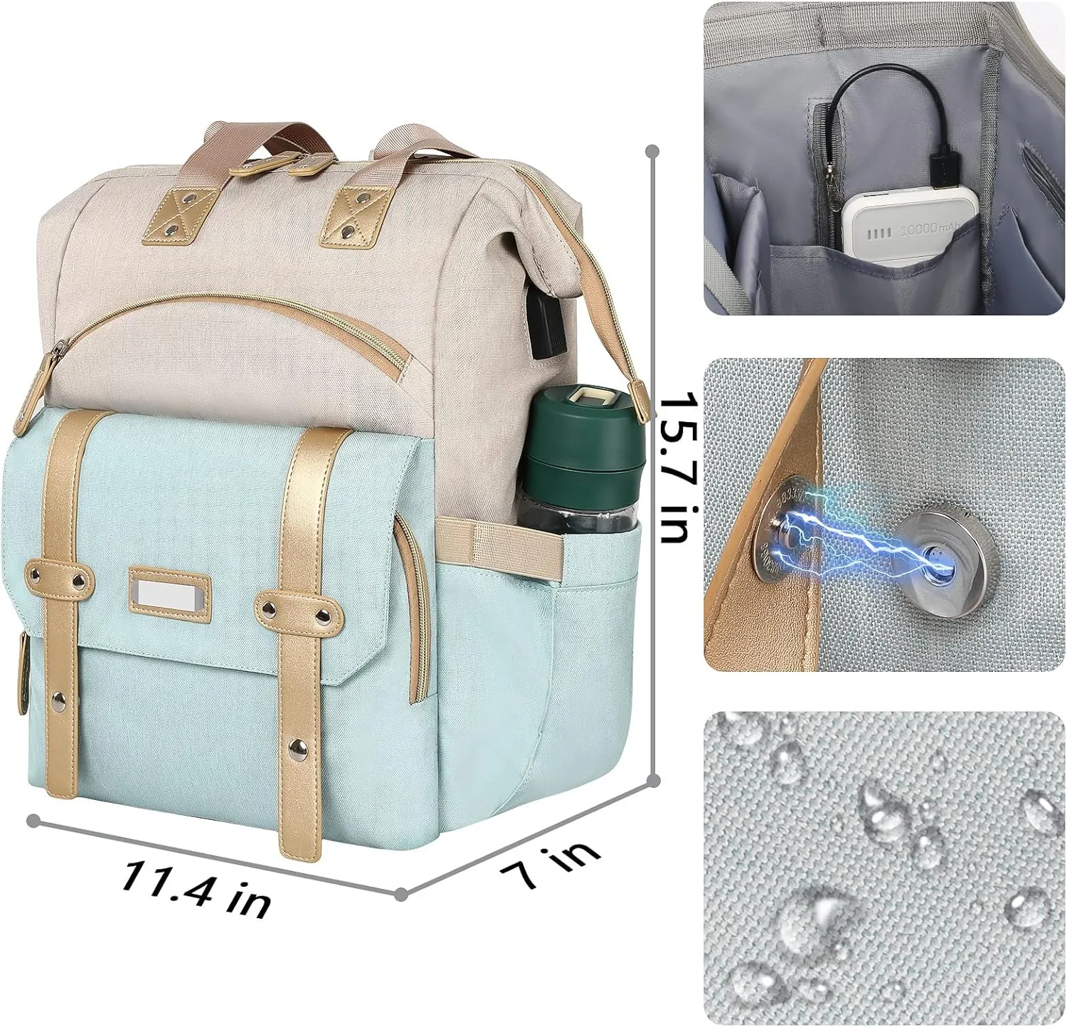 Laptop Backpack for Women,Doctor Teacher College Work Shoulder Purse Bag,Travel Airline Approved Backpack for 15.6 Inch,Large Wide Open RFID Anti Theft USB Charging Port