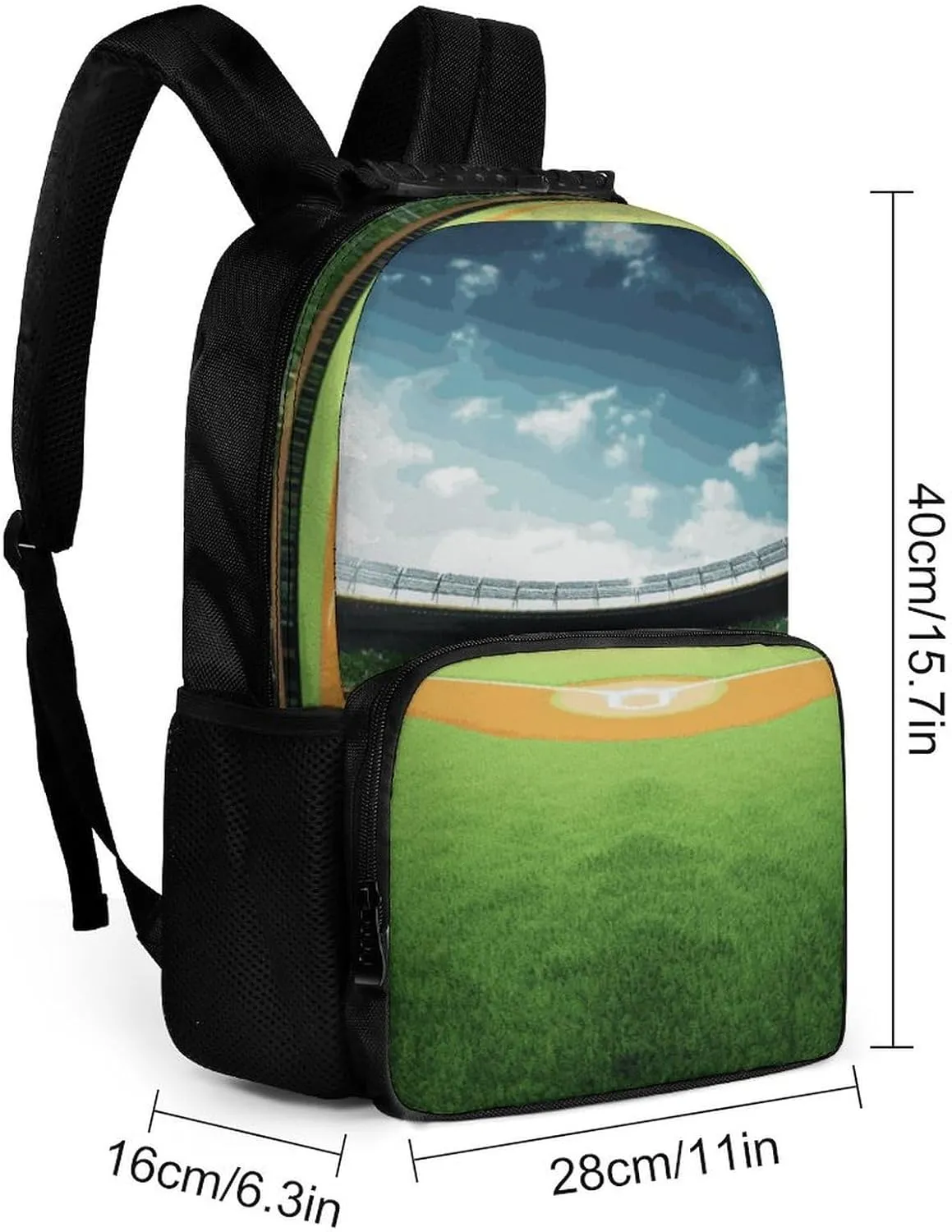 Laptop Backpack Green Baseball Field Backdrop Daypack Computer Bag Travel Laptop Bag Casual Nurse Bag for Women Men