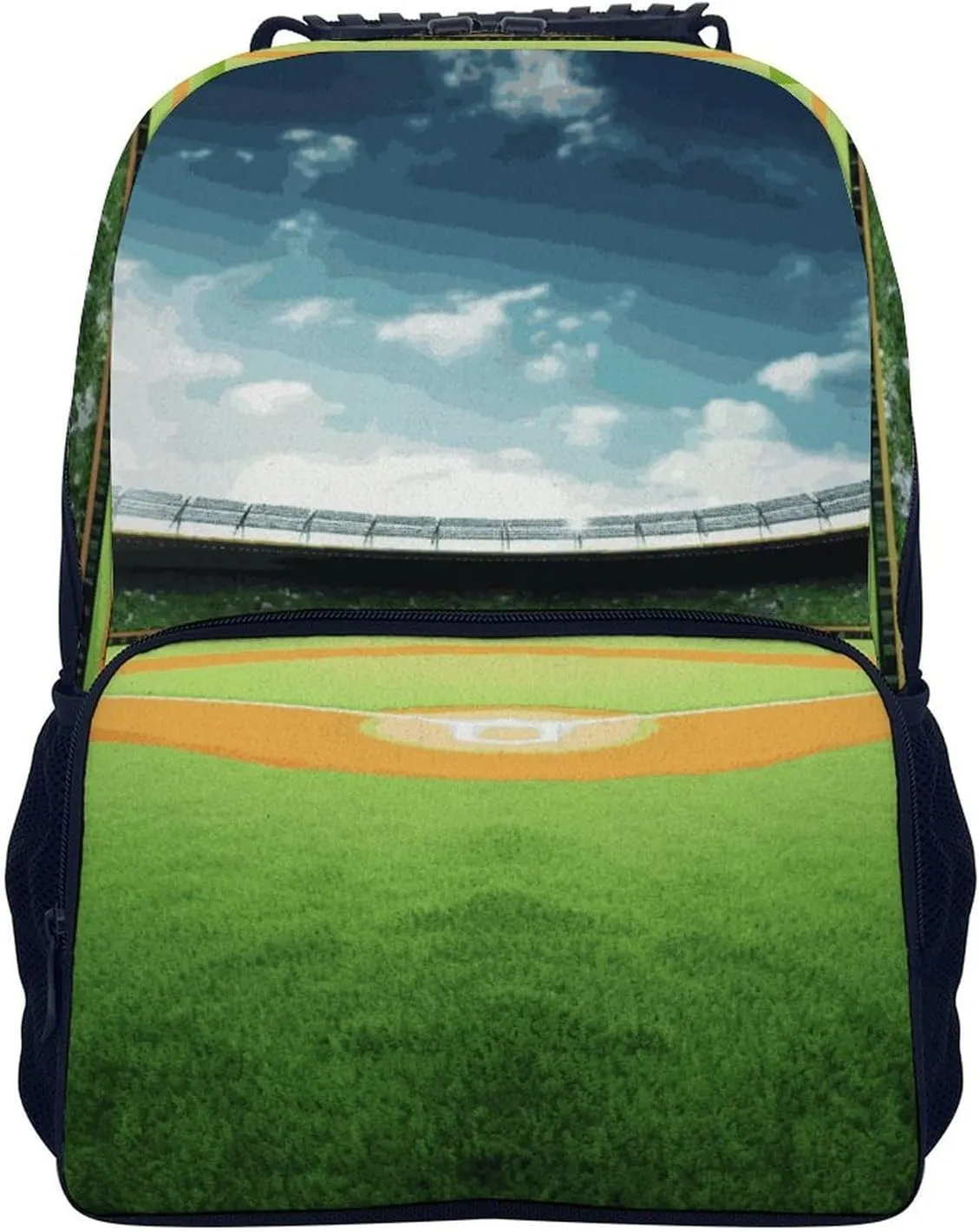 Laptop Backpack Green Baseball Field Backdrop Daypack Computer Bag Travel Laptop Bag Casual Nurse Bag for Women Men