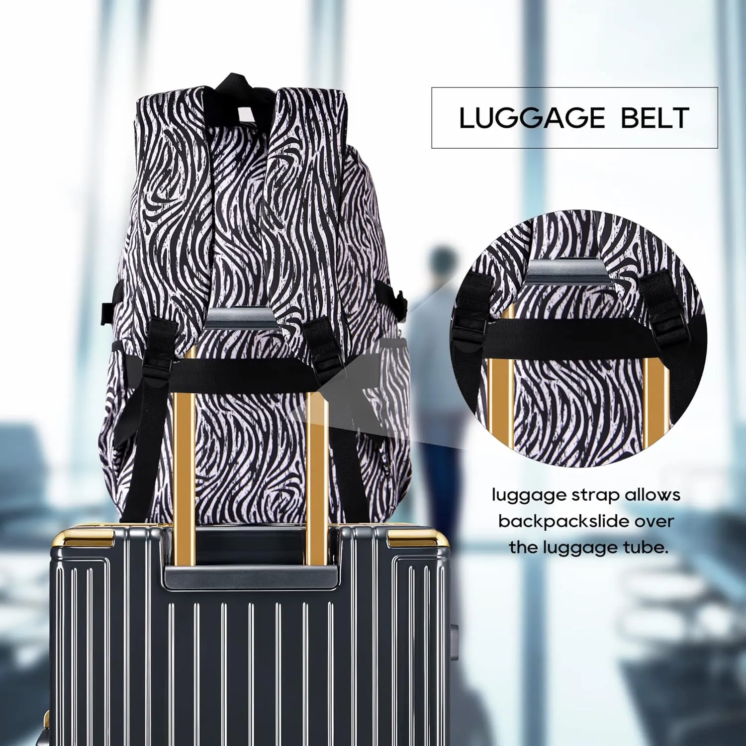 Laptop Backpack Women Lightweight Multi Pocket and 17 inch Carry on Backpack for Work Travel White Stripes