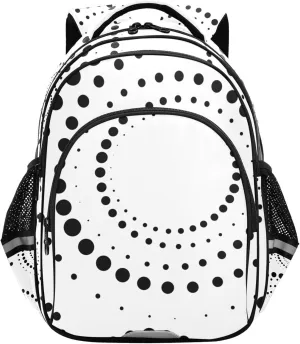 Large Casual Daypack for Men Women - Monochrome Dots in Circle Lightweight Travel Laptop Backpack Shoulder Bag Hiking Backpacks