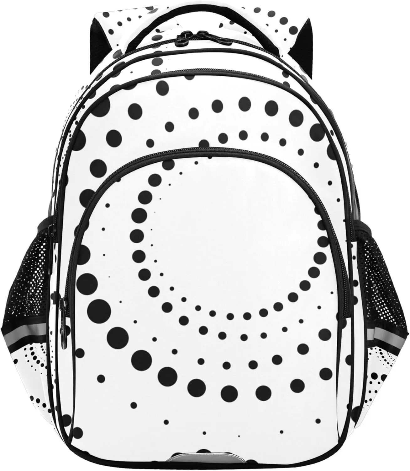 Large Casual Daypack for Men Women - Monochrome Dots in Circle Lightweight Travel Laptop Backpack Shoulder Bag Hiking Backpacks