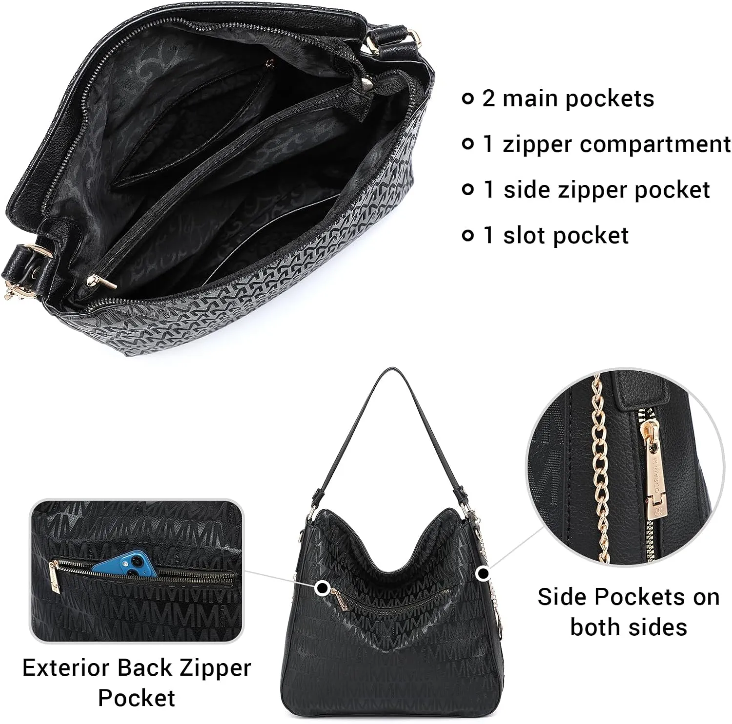 Large Hobo Bags for Women Designer Crossbody Shoulder Purses PU Leather Tote Handbags with Wallet