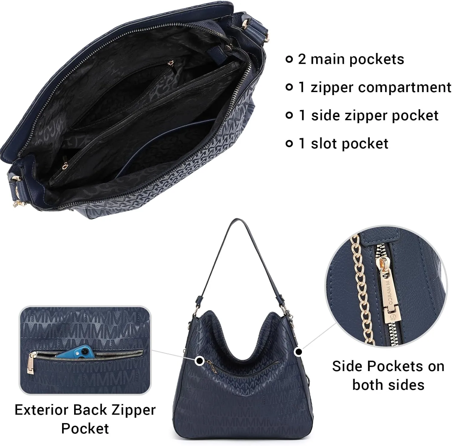 Large Hobo Bags for Women Designer Crossbody Shoulder Purses PU Leather Tote Handbags with Wallet