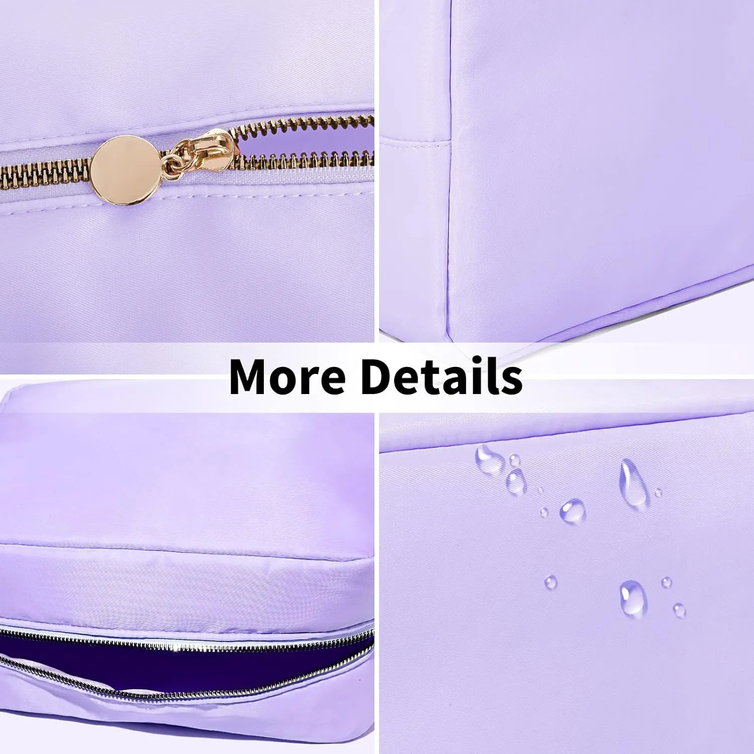 Large Makeup Bag Travel Bag Pouch, Purple Toiletry Bag Makeup Organizer Nylon Bag Cosmetic Preppy Bag Zipper Pouches Brides Bag