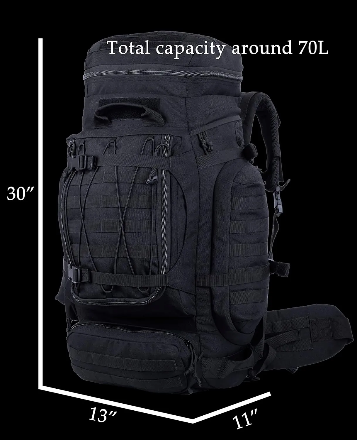 Large Military Backpack Army Rucksack Tactical MOLLE Pack for Camping Backpacking Hunting Bushcraft Adventure 70L…