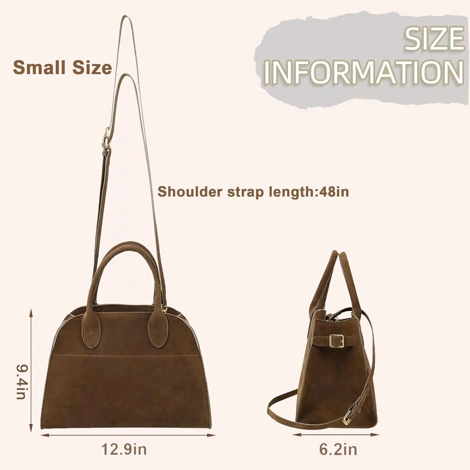 Large Suede Tote Bag For Women,Suede Retro Shoulder Bag,Crossbody Bag Faux Leather Handbag Trendy Work With shoulder strap