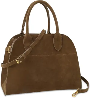 Large Suede Tote Bag For Women,Suede Retro Shoulder Bag,Crossbody Bag Faux Leather Handbag Trendy Work With shoulder strap
