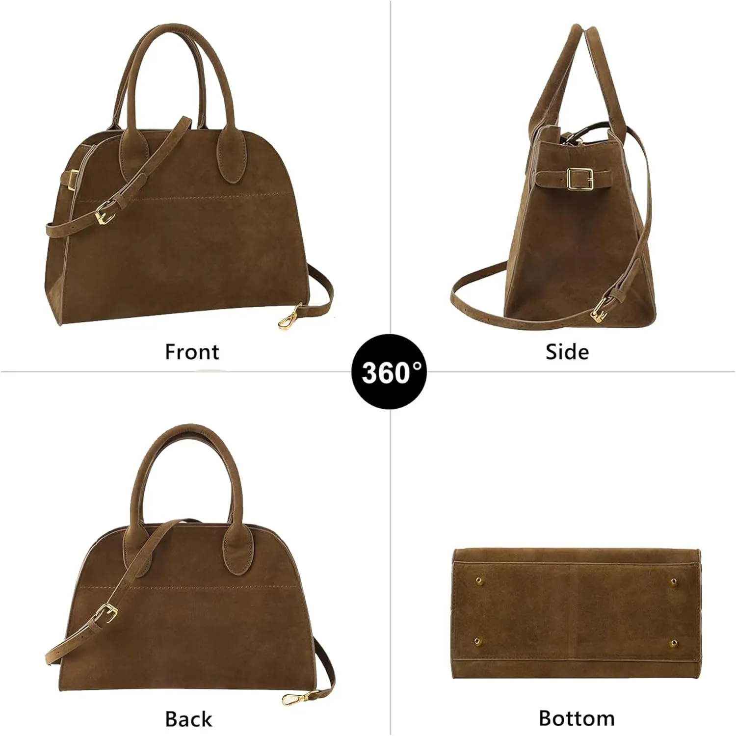 Large Suede Tote Bag For Women,Suede Retro Shoulder Bag,Crossbody Bag Faux Leather Handbag Trendy Work With shoulder strap