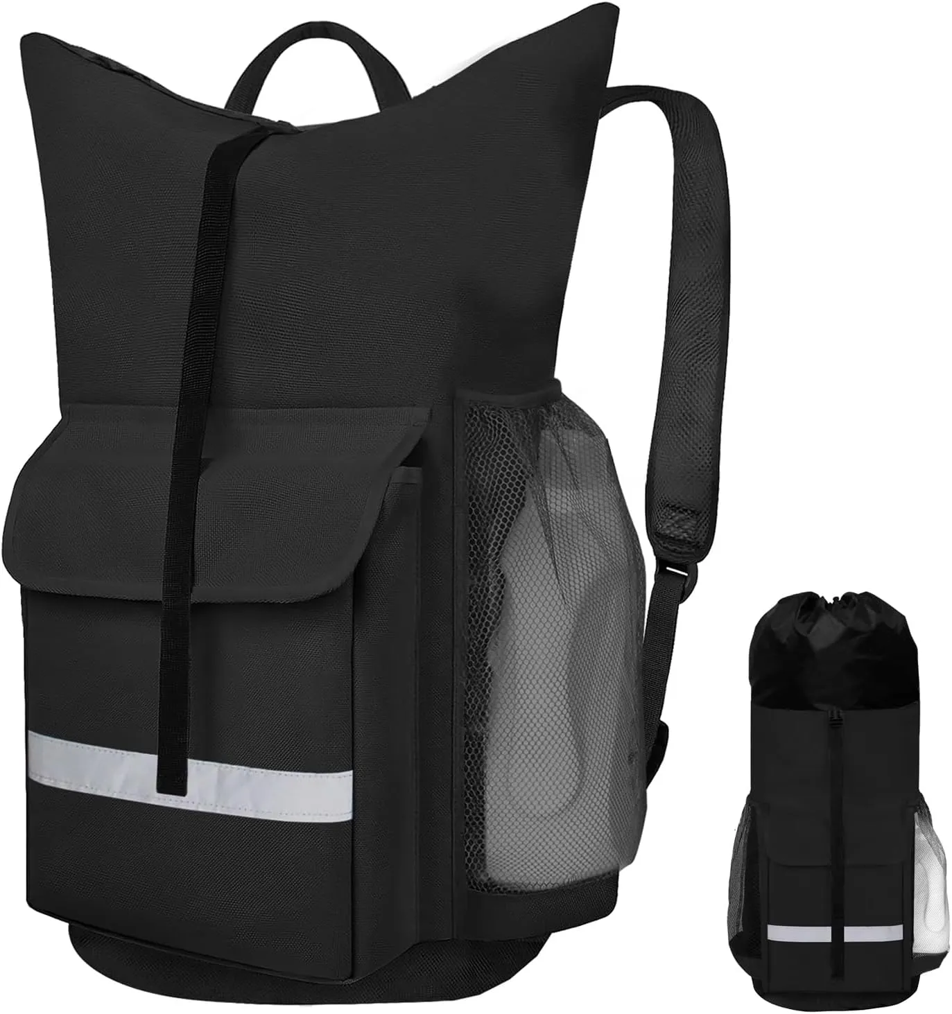 Laundry Bag Backpack, Extra Large Heavy Duty Laundry Backpack with Padded Shoulder Straps Mesh Pocket for College Dorm Essentials Apartment and Laundromat, Travel Beach Camping (Black)