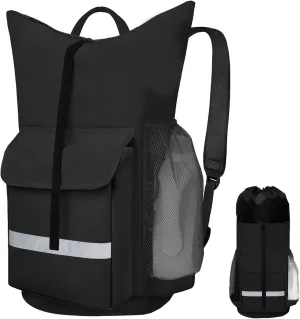 Laundry Bag Backpack, Extra Large Heavy Duty Laundry Backpack with Padded Shoulder Straps Mesh Pocket for College Dorm Essentials Apartment and Laundromat, Travel Beach Camping (Black)