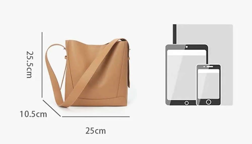 Leather Bucket Tote Purse for Women Designer Top-Handle Handbags for Women Shoulder Bag with Pockets and Magnetic Snap