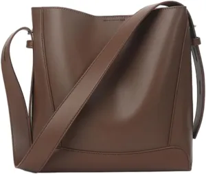 Leather Bucket Tote Purse for Women Designer Top-Handle Handbags for Women Shoulder Bag with Pockets and Magnetic Snap