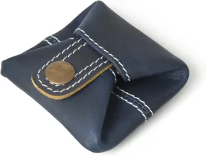 Leather Coin Pouch Change Holder Mini Pocket Wallet for Men Women (Blue, Pack of 1)