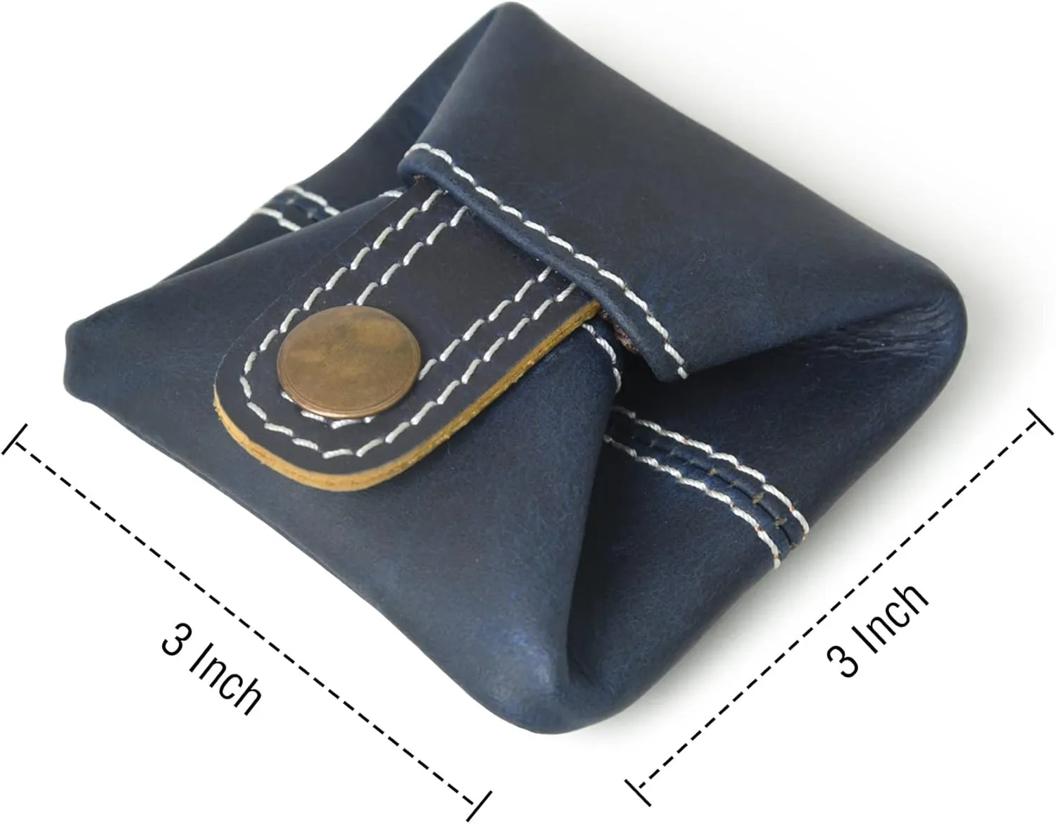 Leather Coin Pouch Change Holder Mini Pocket Wallet for Men Women (Blue, Pack of 1)