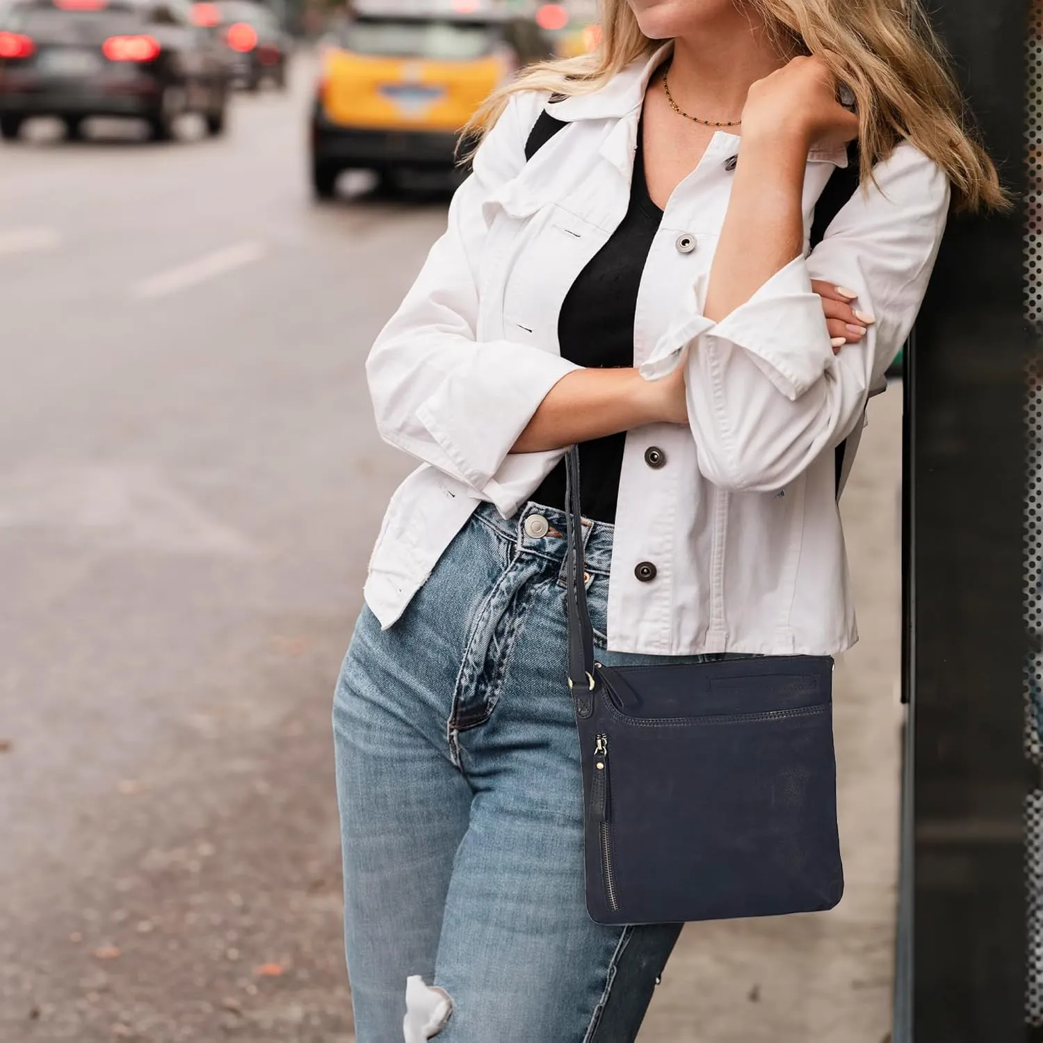 Leather Crossbody Bags for Women - Ladies Sling Handbags - Medium Cross body Purses Handbags - Purses For Women
