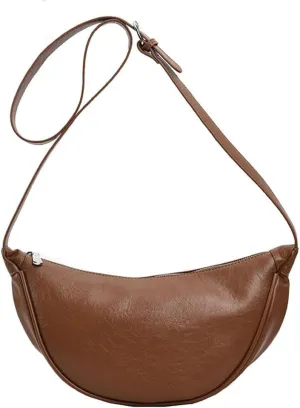 Leather PU Crescent Bag Casual Shoulder Dumpling Bag Women Small Crossbody Bag Versatile Satchel Hobo Bag Girl Sty