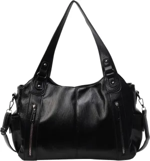 Leather Tote Bag For Women Soft Leather Hobo Purses Large Satchel Bags Crossbody Slouchy Bag Multi Pockets Leather Handbags